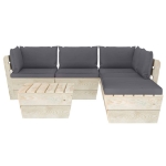 Set Divani da Giardino su Pallet 6 pz con Cuscini Legno Abete