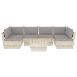 Set Divani da Giardino su Pallet 7 pz con Cuscini Legno Abete