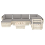 Set Divani da Giardino su Pallet 8 pz con Cuscini Legno Abete