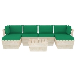 Set Divani da Giardino su Pallet 7 pz con Cuscini Legno Abete