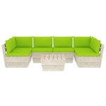 Set Divani da Giardino su Pallet 7 pz con Cuscini Legno Abete