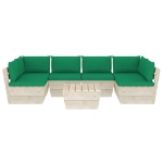 Set Divani da Giardino su Pallet 7 pz con Cuscini Legno Abete