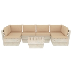 Set Divani da Giardino su Pallet 7 pz con Cuscini Legno Abete