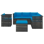 Set Divani da Giardino su Pallet 8 pz con Cuscini Massello Pino