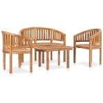 Set Salotto da Giardino 4 pz Design Curvo in Massello di Teak