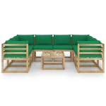 Set Salotto Giardino con Cuscini 9 pz in Pino Impregnato