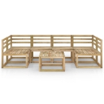 Set Divani da Giardino 7 pz in Legno di Pino Impregnato Verde