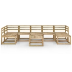 Set Salotto da Giardino 8 pz in Legno di Pino Impregnato Verde