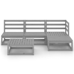 Set Divani da Giardino 5 pz Grigio in Legno Massello di Pino