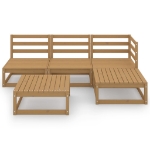 Set Divani da Giardino 5 pz Miele in Legno Massello di Pino