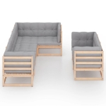 Set Divani da Giardino 7 pz con Cuscini Legno Massello di Pino