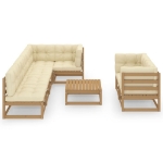 Set Divani da Giardino 8 pz con Cuscini Legno Massello di Pino