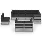 Set Divani da Giardino 8 pz con Cuscini Legno Massello Pino