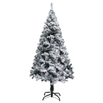 Albero di Natale Preilluminato con Palline Verde 150 cm PVC