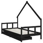 Giroletto per Bambini con Cassetti Nero 90x190 cm Massello Pino