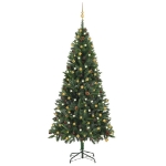 Albero di Natale Artificiale con LED Palline Pigne Verde 210 cm