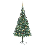 Albero di Natale Artificiale con Set Palline LED e Pigne 210 cm