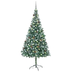 Albero di Natale Artificiale con Set Palline LED e Pigne 210 cm