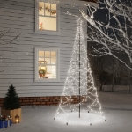 Albero di Natale con Palo in Metallo 500 LED Bianco Freddo 3 m