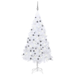 Albero Natale Artificiale con LED e Palline Bianco 150 cm PVC