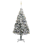 Albero Natale Artificiale con LED Palline e Neve 300 cm Verde