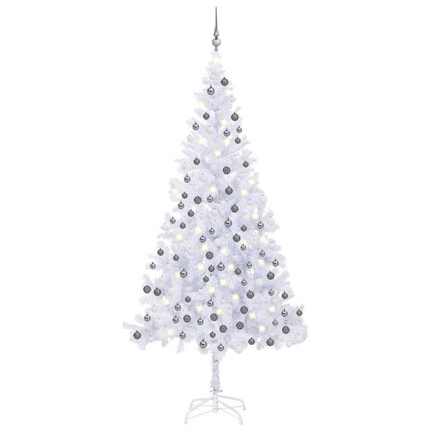 Albero Natale Artificiale con Set Palline e LED 210 cm 910 Rami