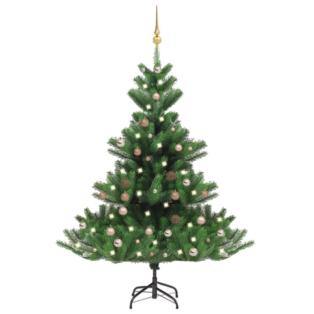 Albero Natale Artificiale Nordmann LED Palline Verde 180 cm