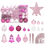 Set Addobbi di Natale 108 pz Bianco e Rosa