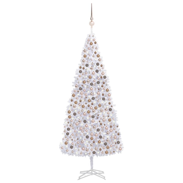 Set Albero di Natale Artificiale con LED e Palline 500cm Bianco