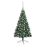 Set Albero Natale Artificiale a Metà LED e Palline Verde 120 cm