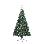 Set Albero Natale Artificiale a Metà LED e Palline Verde 240cm