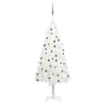 Set Albero Natale Artificiale con LED e Palline Bianco 150 cm