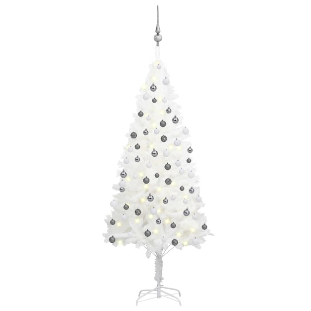 Set Albero Natale Artificiale con LED e Palline Bianco 150 cm