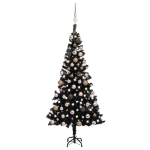 Set Albero Natale Artificiale con LED e Palline Nero 120 cm PVC