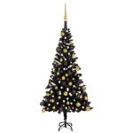 Set Albero Natale Artificiale con LED e Palline Nero 120 cm PVC