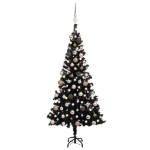 Set Albero Natale Artificiale con LED e Palline Nero 180 cm PVC