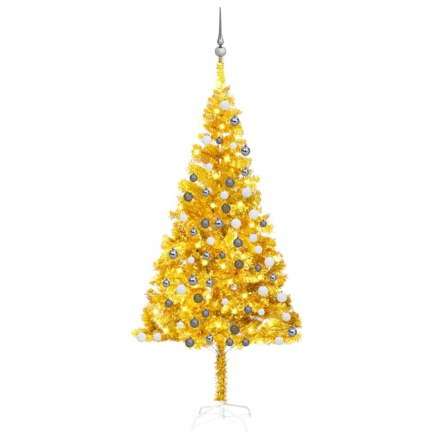 Set Albero Natale Artificiale con LED e Palline Oro 180 cm PET