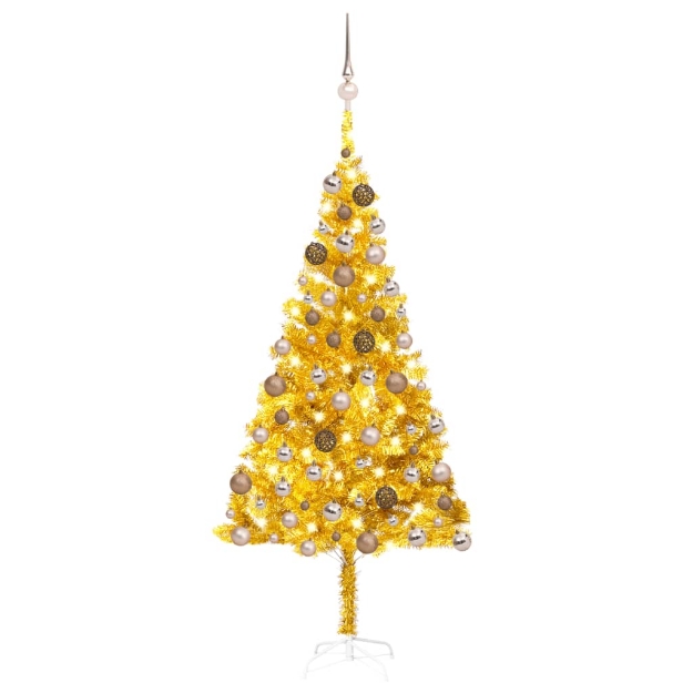 Set Albero Natale Artificiale con LED e Palline Oro 180 cm PET