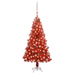 Set Albero Natale Artificiale con LED e Palline Rosso 150cm PVC