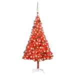 Set Albero Natale Artificiale con LED e Palline Rosso 180cm PVC