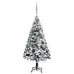 Set Albero Natale Artificiale con LED e Palline Verde 150cm PVC