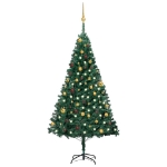 Set Albero Natale Artificiale con LED e Palline Verde 180cm PVC