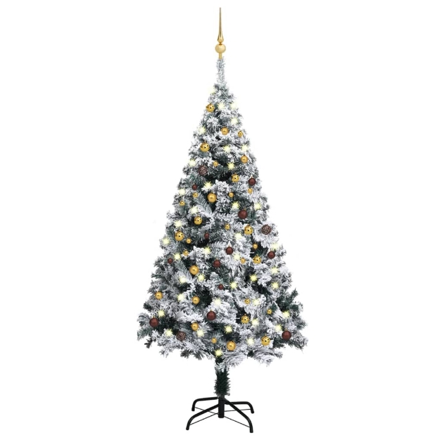 Set Albero Natale Artificiale con LED e Palline Verde 180cm PVC