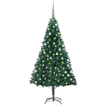 Set Albero Natale Artificiale con LED e Palline Verde 180cm PVC