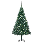 Set Albero Natale Artificiale con LED e Palline Verde 210cm PVC