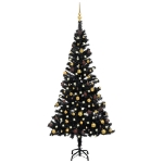 Set Albero Natale Artificiale con LED Palline Nero 150 cm PVC