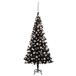 Set Albero Natale Artificiale con LED Palline Nero 150 cm PVC