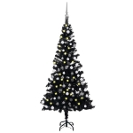 Set Albero Natale Artificiale con LED Palline Nero 150 cm PVC