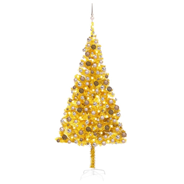 Set Albero Natale Artificiale con LED Palline Oro 210 cm PET