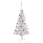 Set Albero Natale Artificiale LED e Palline Argento 150 cm PET